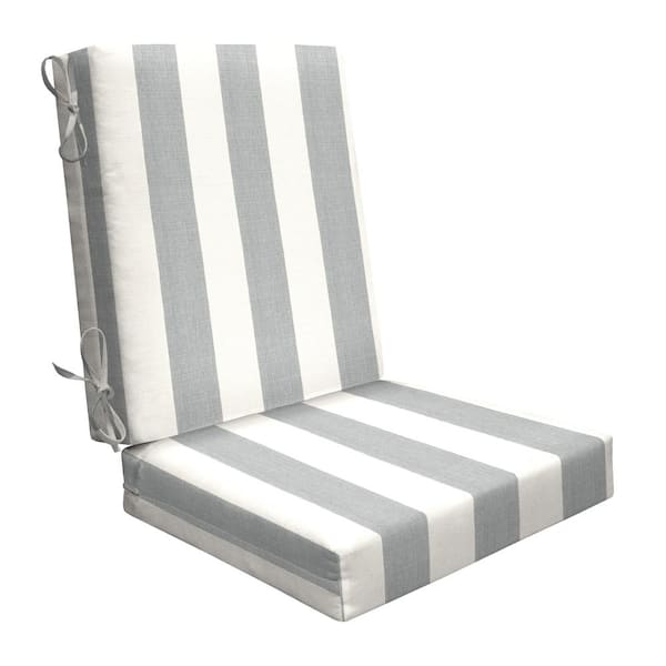 Honeycomb Cabana Stripe Stone Grey Outdoor Highback Dining Chair Cushion