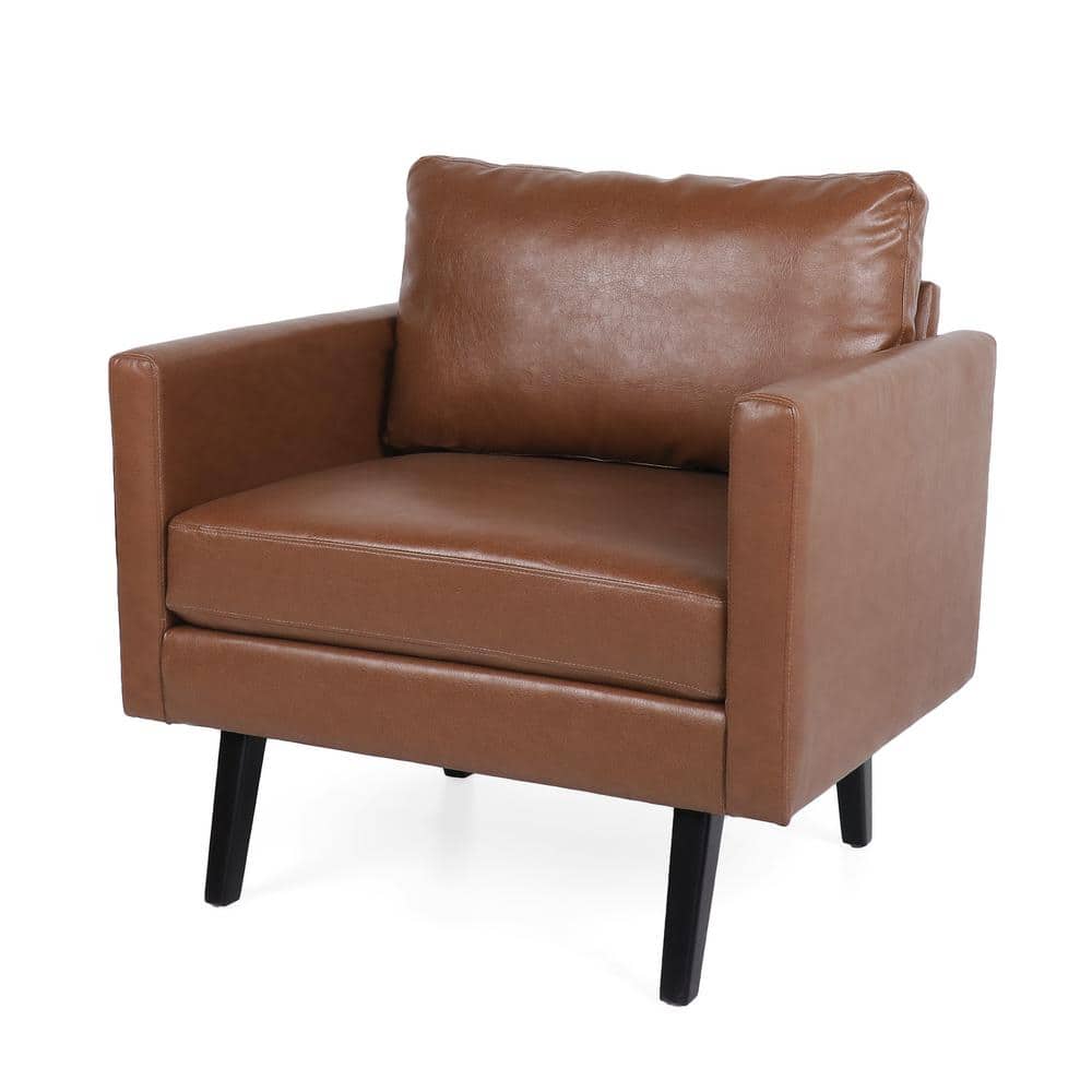 Noble House Carey Cognac Brown Faux Leather Club Chair 109027 The