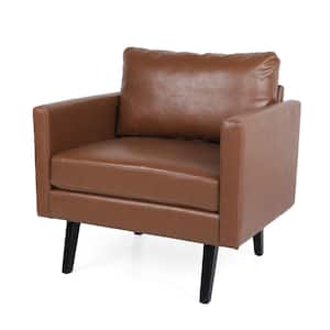 Carey Cognac Brown Faux Leather Club Chair