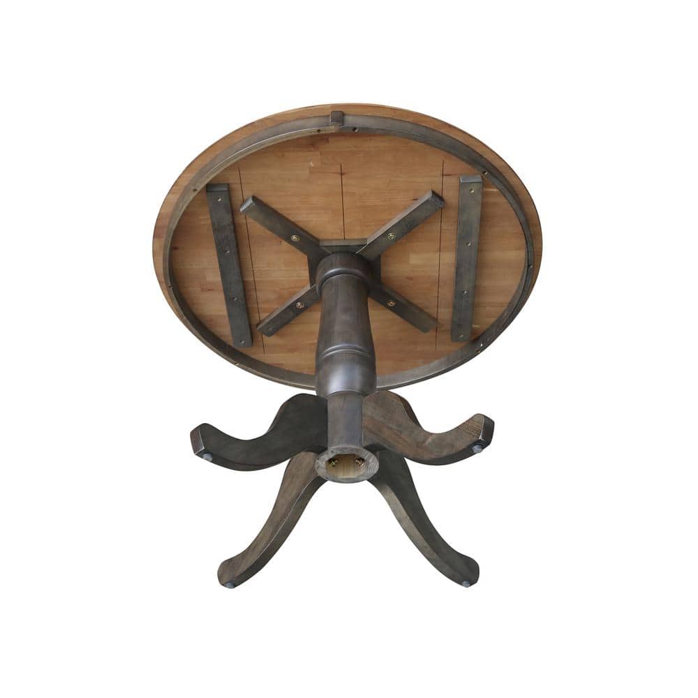 36" Hickory and Washed Coal Solid Wood Dining Set with 2 Chairs