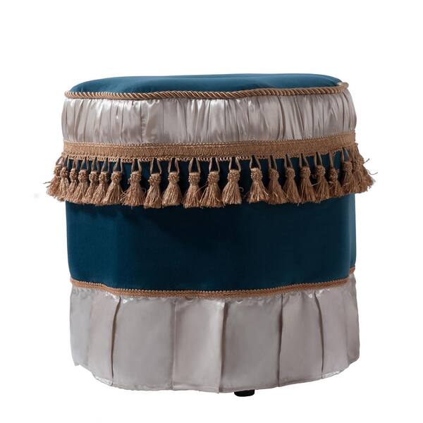 Jennifer Taylor Eleanor Satin Teal Decorative Ottoman