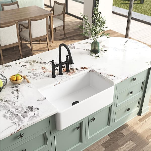 30 in. L x 18 in. W Farmhouse Ceramic Single Undermount Sink Deep Apron Front White