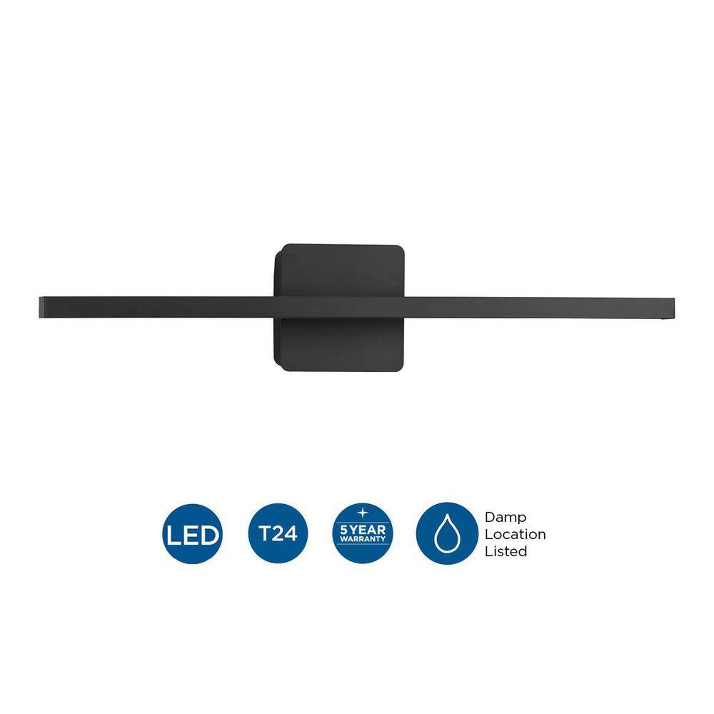 24-Inch Matte Black Aluminum Dimmable Vanity Light