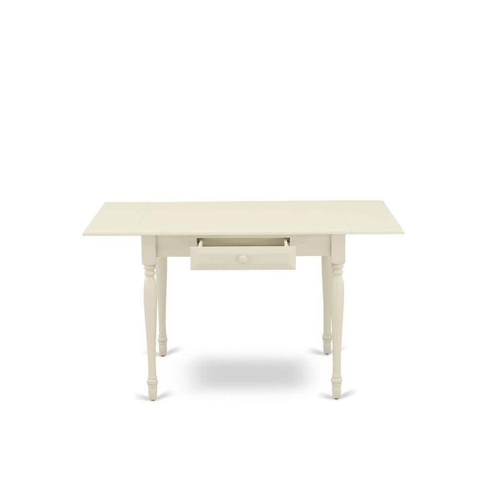 Linen White Rectangular Dining Table Set with Black Upholstered Chairs