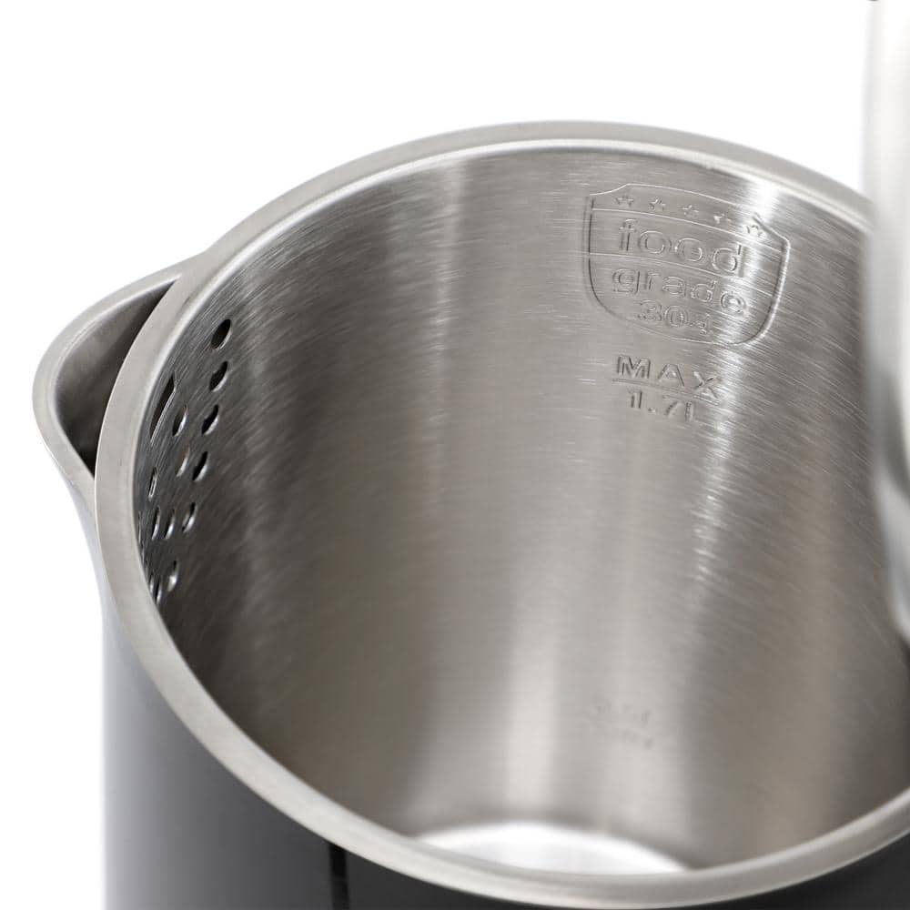 MegaChef 1.7L Black Stainless Steel Electric Tea Kettle