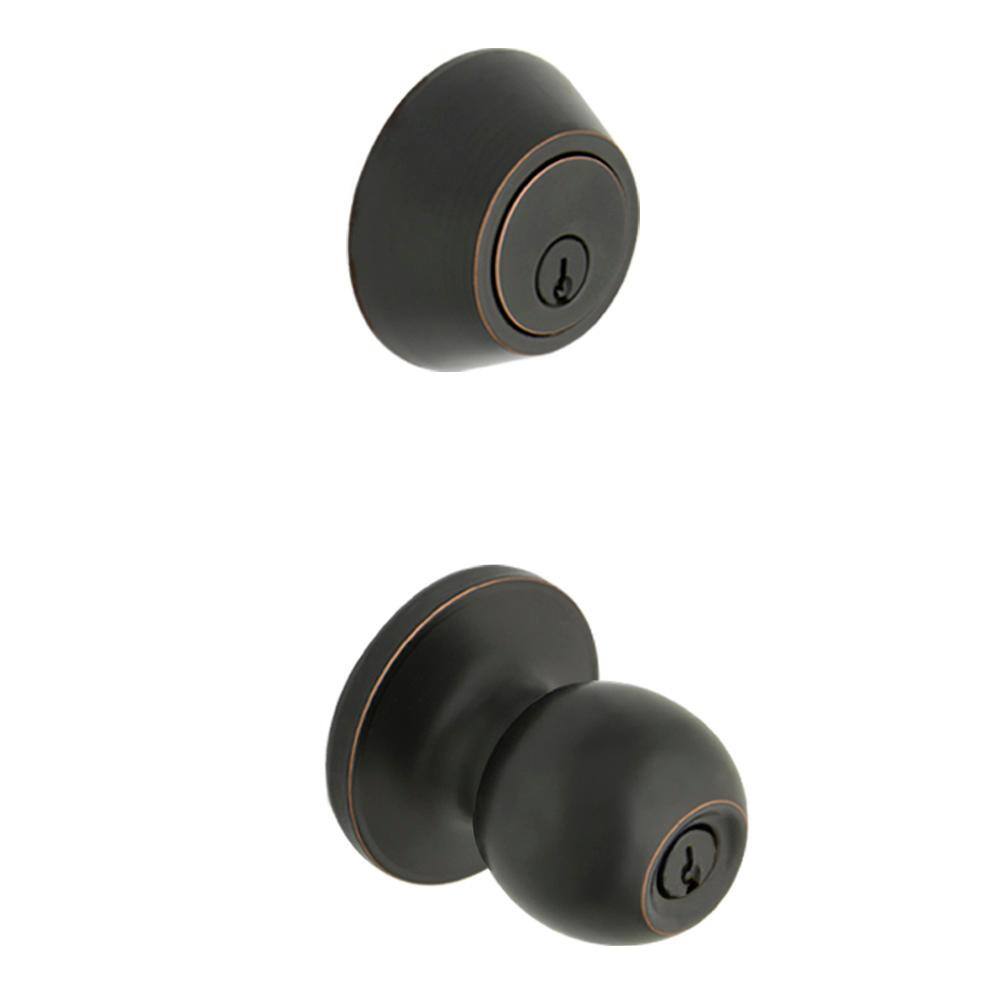 Matte Black Keyed Ball Entry Door Knob with Single Cylinder Combo Pack