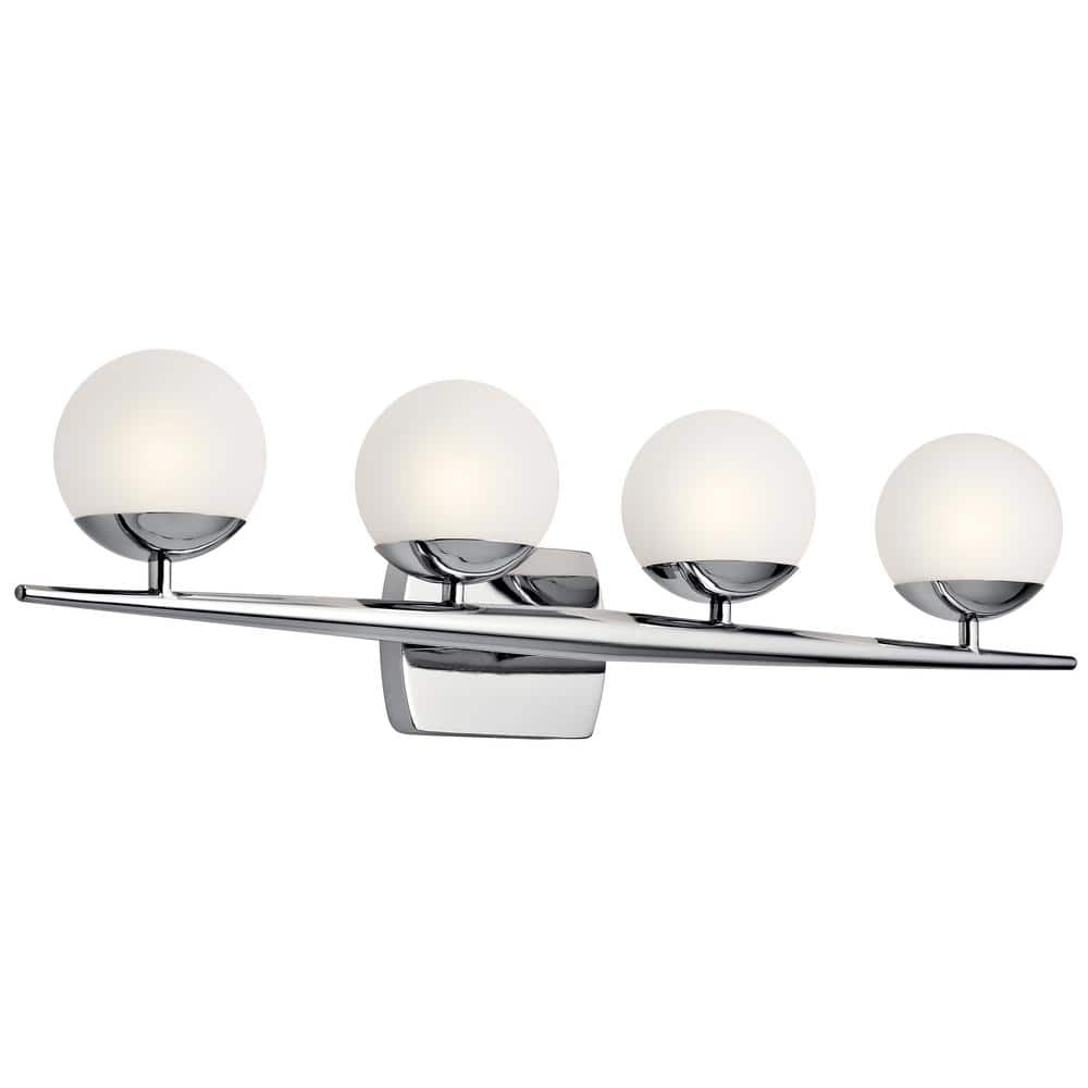 Jasper 32.25" Chrome Halogen Vanity Light with Globe Shades