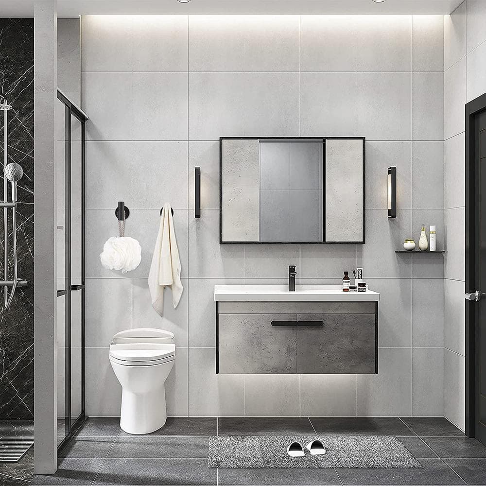 Matte Black Stainless Steel Dual Wall-Mounted Towel Hooks