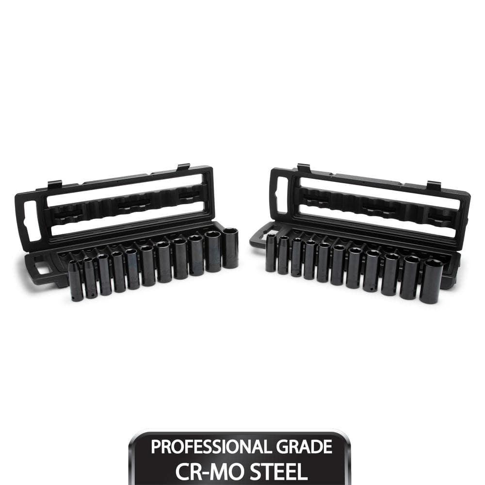 1/2 in. Drive SAE/Metric 6-Point Impact Socket Set with Two Storage Cases (