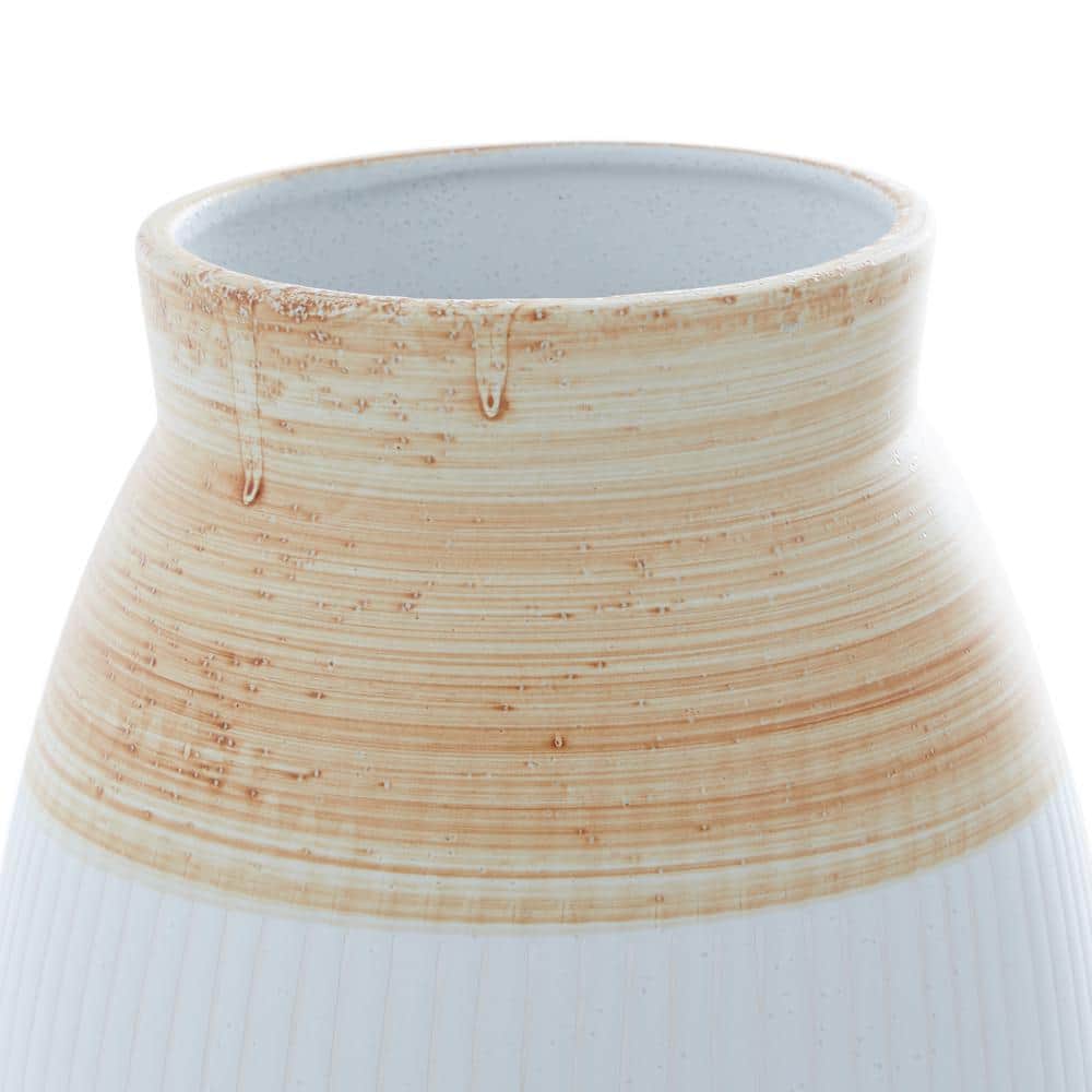 Coastal Serenity Brown & Terracotta 13" Ceramic Vase