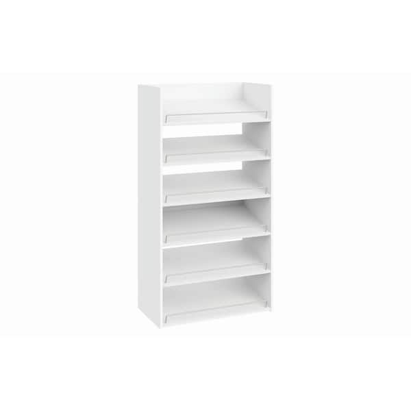Impressions 24.09 in. W White 6-Shelf Shoe Storage Tower Wood Closet System