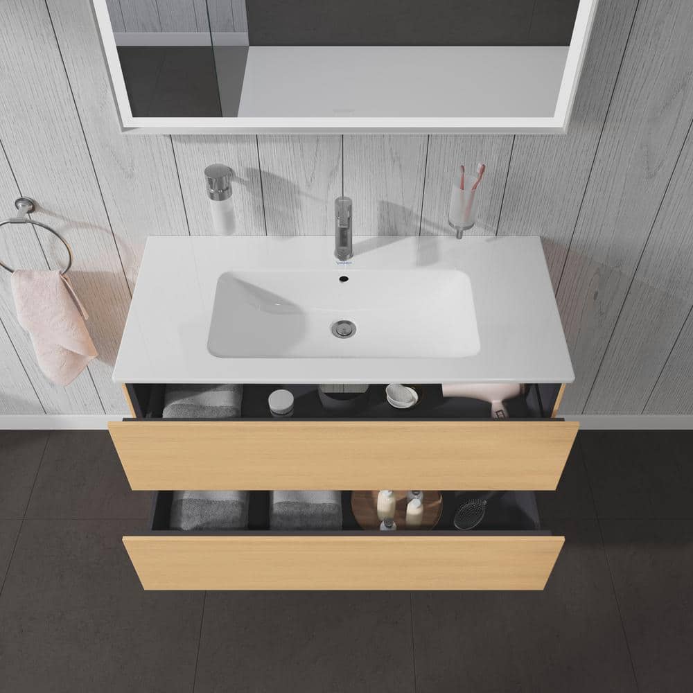 Natural Oak Wall Mounted Single Bathroom Vanity Base