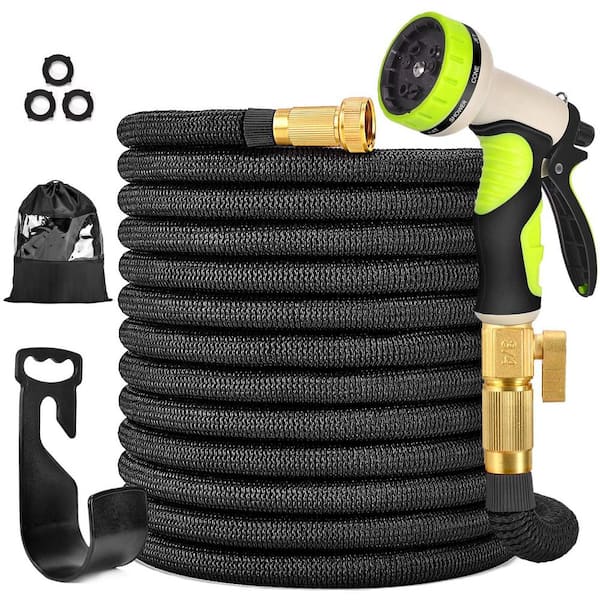 Extra Strength Fabric Water Hose Fits All US Standard Nozzle Triple Latex Core Garden Hose Expandable 100FT Water Hose with Solid Brass Fittings Flexible Lightweight Expanding Garden Hose 