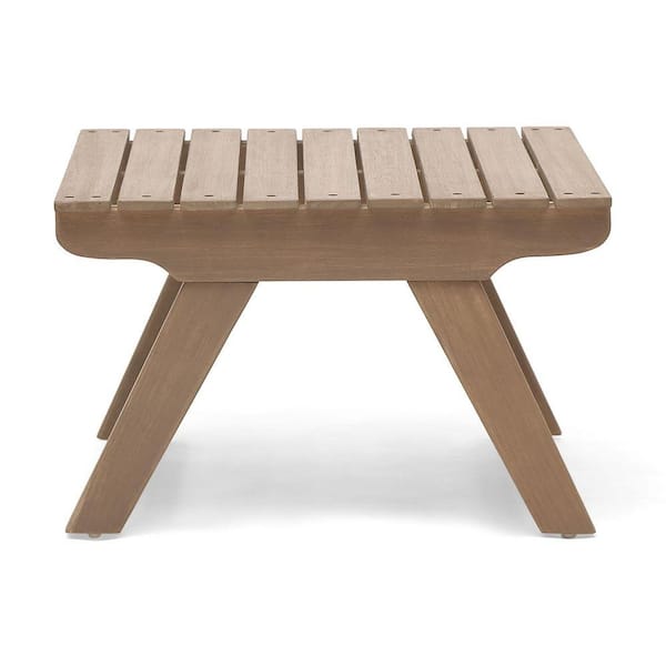 Acacia Wood Outdoor Side Table with Open Slat Design in Grey