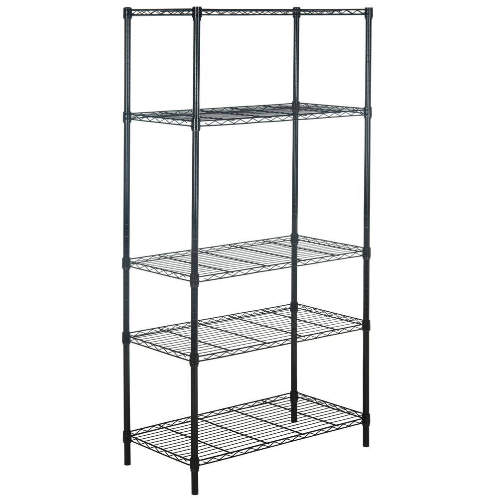 Alpha Black Adjustable 5-Tier Wire Shelving Rack