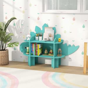 52.5 in.W Green 2-Shelves Dinosaur Bookcase for Kids