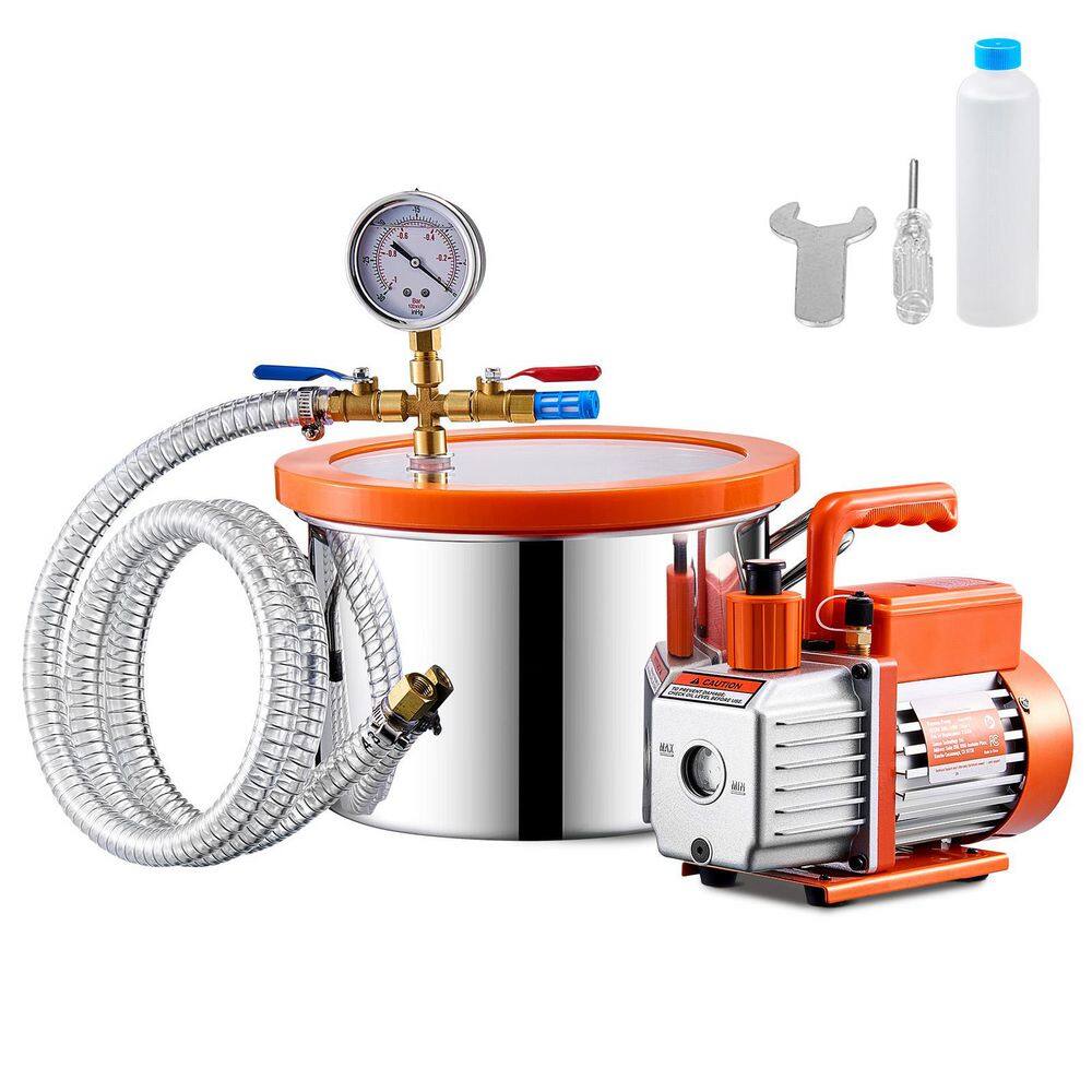1.5 Gal. Vacuum Chamber and 3.5 CFM Pump Kit, Stainless Steel Chamber, with Acrylic Lid, Oil, 4.92 ft. Hose price history on PriceWatchPro