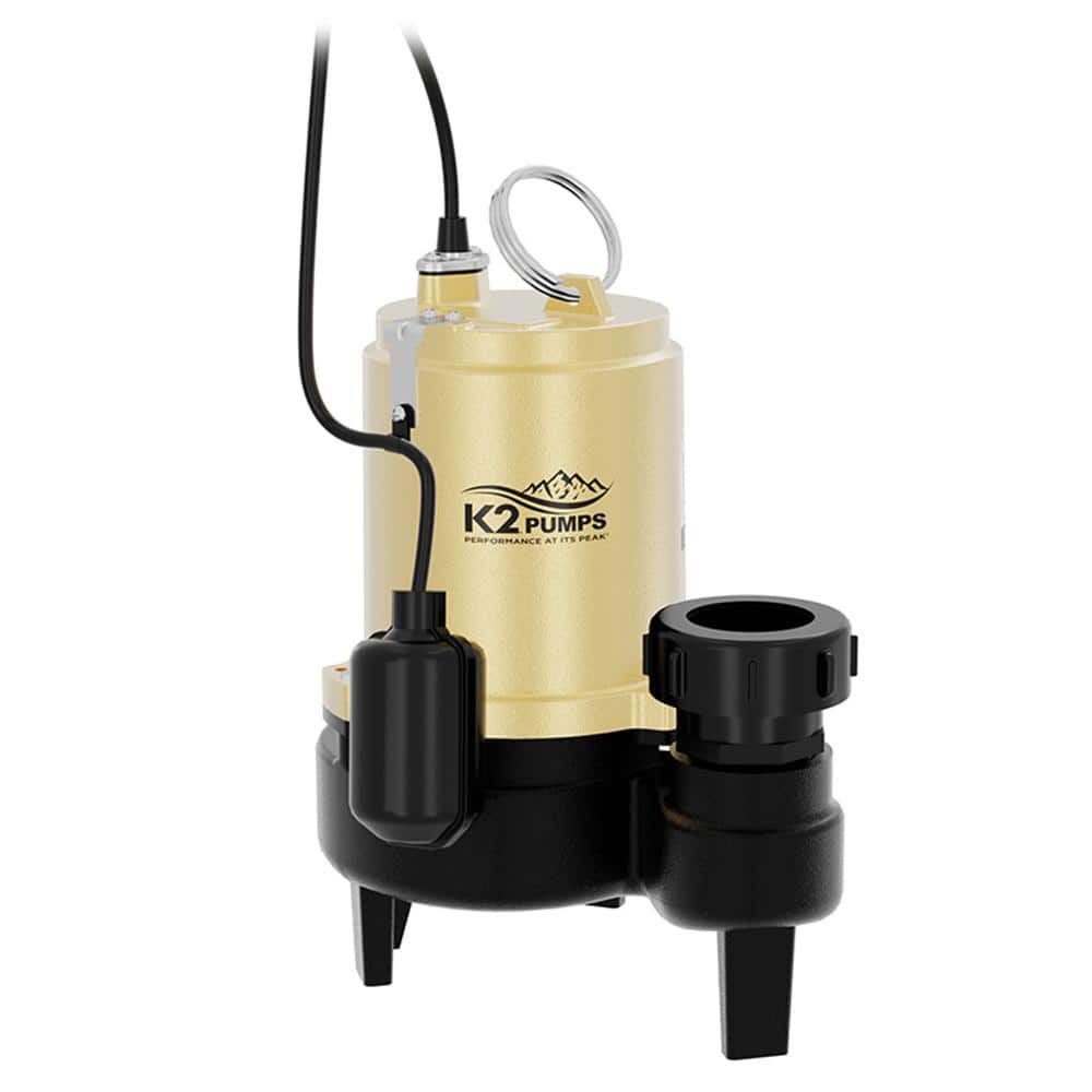 K2 PRO 3/4 HP Heavy-Duty Cast Iron Sewage Pump with Tethered