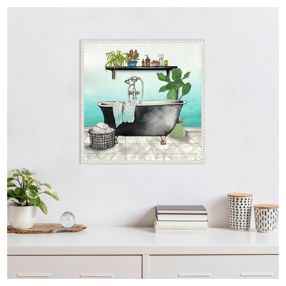 Botanical Bath Black and White Canvas Framed Wall Art