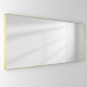 84 in. W x 32 in. H Large Rectangular Framed Wall Mounted Bathroom Vanity Mirror in Brushed Gold