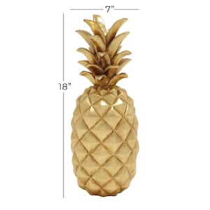7 in. x 18 in. Gold Polystone Pineapple Fruit Sculpture