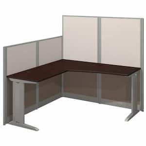 Office in an Hour 64.49 in. L-Shaped Mocha Cherry Computer Desk
