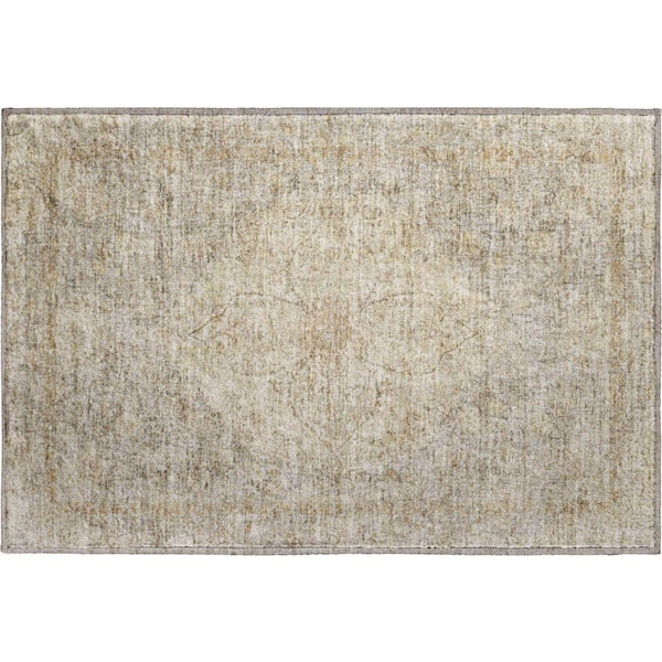 Mayfield Premium Machine Washable Abstract AMF2136 Beige 2 ft. x 3 ft. Accent Rug