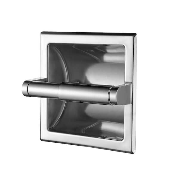 Bathroom Recessed Toilet Paper Holder Wall Mount Rear Mounting Bracket Included Chrome in Bathroom