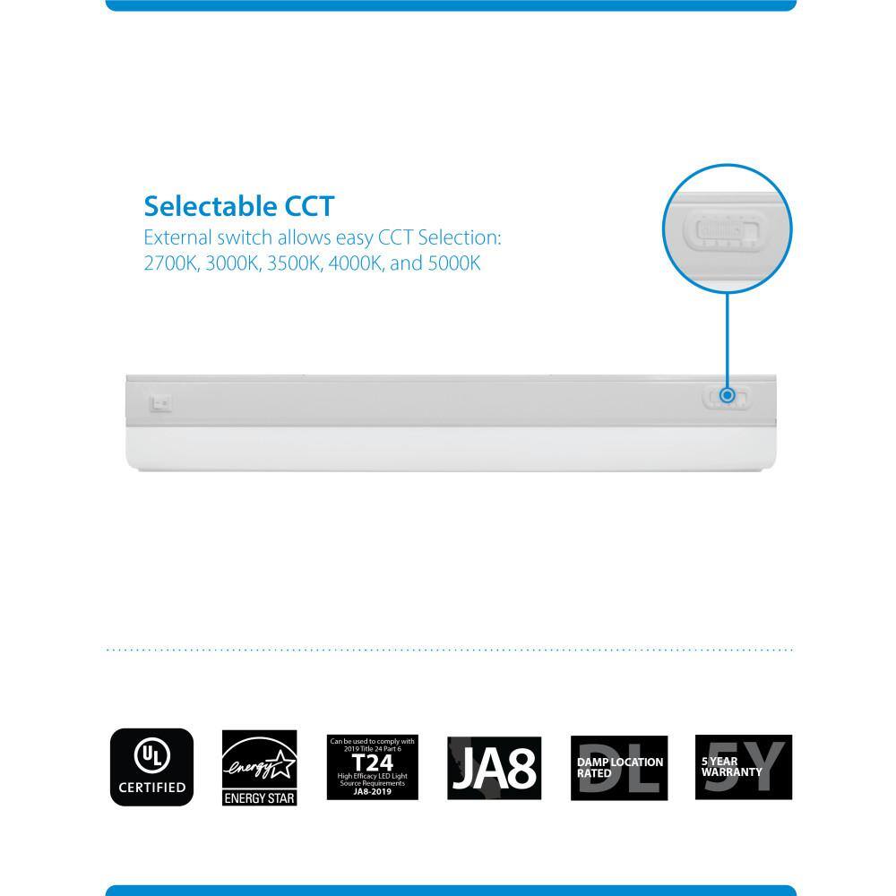 24-Inch White Adjustable LED Under Cabinet Light Bar