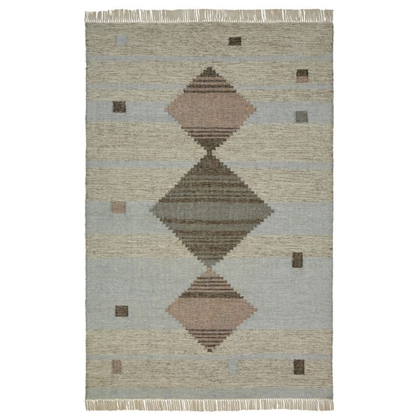 SUPERIOR Sayah Light Blue 5 ft. x 8 ft. Eco-Friendly Modern Geometric Handwoven Wool and Cotton Area Rug