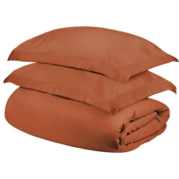 HomeRoots Pumpkin Solid Color King Cotton Duvet Cover Set