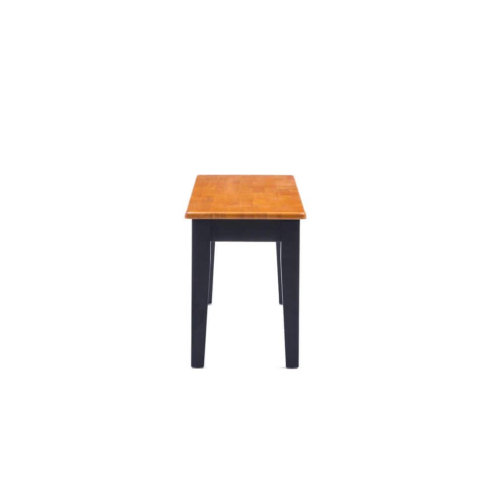 Black and Oak Solid Wood Dining Bench