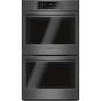 800 Series 30 in. Double Electric Wall Oven with European Convection in Black Stainless Steel with Self Clean