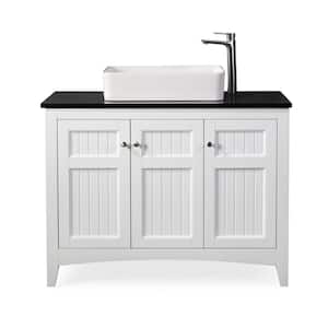 42'' Thomasville Vessel - White 42 in. W x 20 in. D x 33 in. H Bathroom Vanity in White Color with Black Granite Top