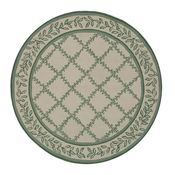SAFAVIEH Chelsea Ivory/Light Green 6 ft. x 6 ft. Round Border Area Rug