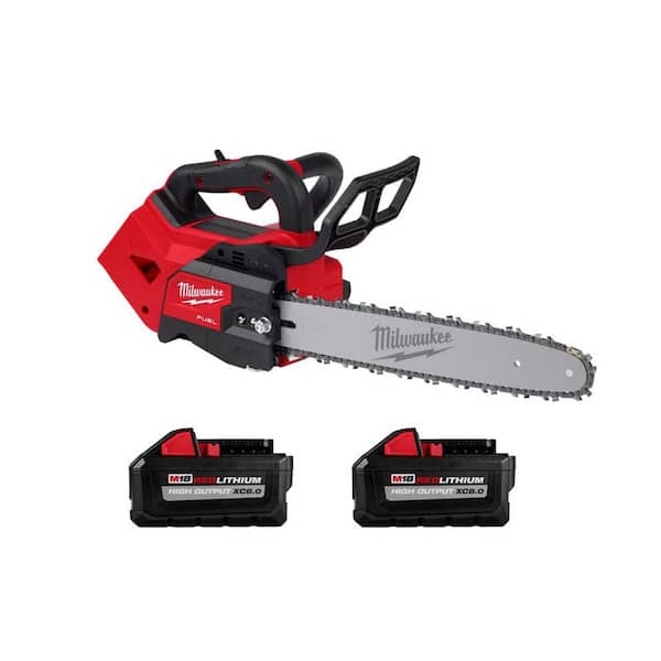 Milwaukee M18 FUEL 14 in. 18-Volt Lithium-Ion Brushless Cordless Battery Top Handle Chainsaw with (2) 8.0 Ah High Output Battery