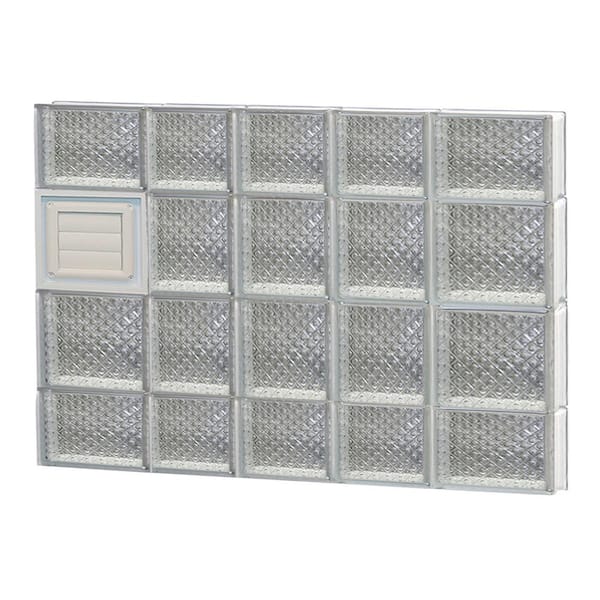 Clearly Secure 32.75 in. x 27 in. x 3.125 in. Frameless Diamond Pattern Glass Block Window with Dryer Vent