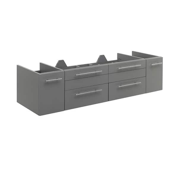 Lucera 59 in. Wall Mount Floating Single Bath Vanity Cabinet without Top in Gray - Undermount Sink Compatible