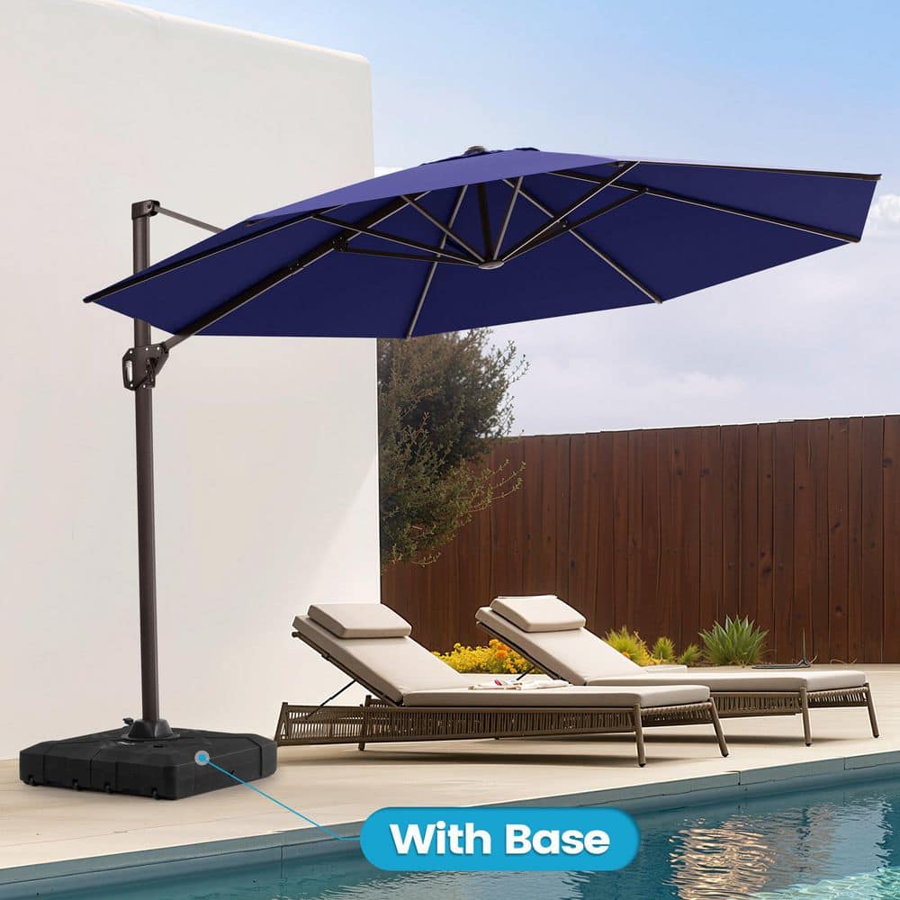 11 ft. Octagon Round 360° Rotation Cantilever Tilt Patio Umbrella in Navy with 260 lbs. HDPE Base price history on PriceWatchPro
