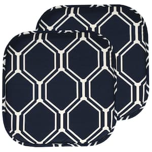 Navy/White, Mirage Square Memory Foam 16 in. x 16 in. Non-Slip Back Chair Seat Cushion (2-Pack)