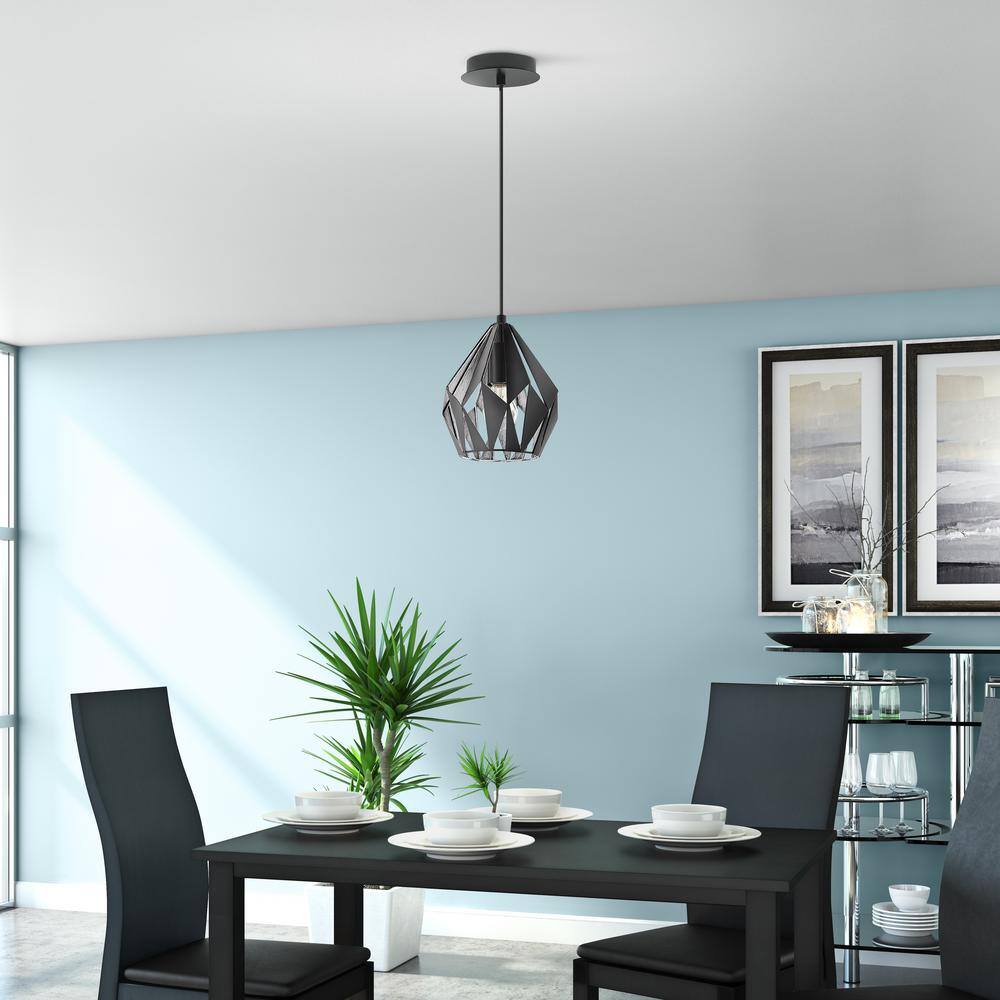 Carlton 3 Matte Black and Silver Industrial Pendant Light