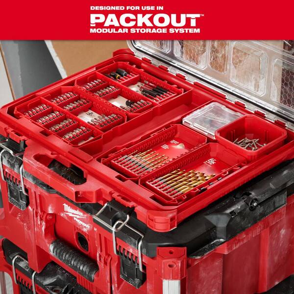 Milwaukee - SHOCKWAVE Impact Duty Alloy Steel Screw Driver Bit Set with PACKOUT Case with Titanium Drill Bit Set (123-Piece)