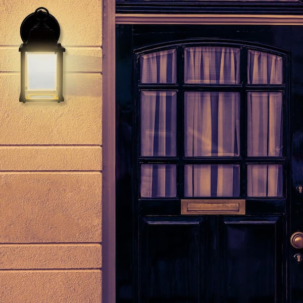 1-Light Aged Bronze LED Outdoor Wall Lantern Sconce with Dusk to Dawn Sensor