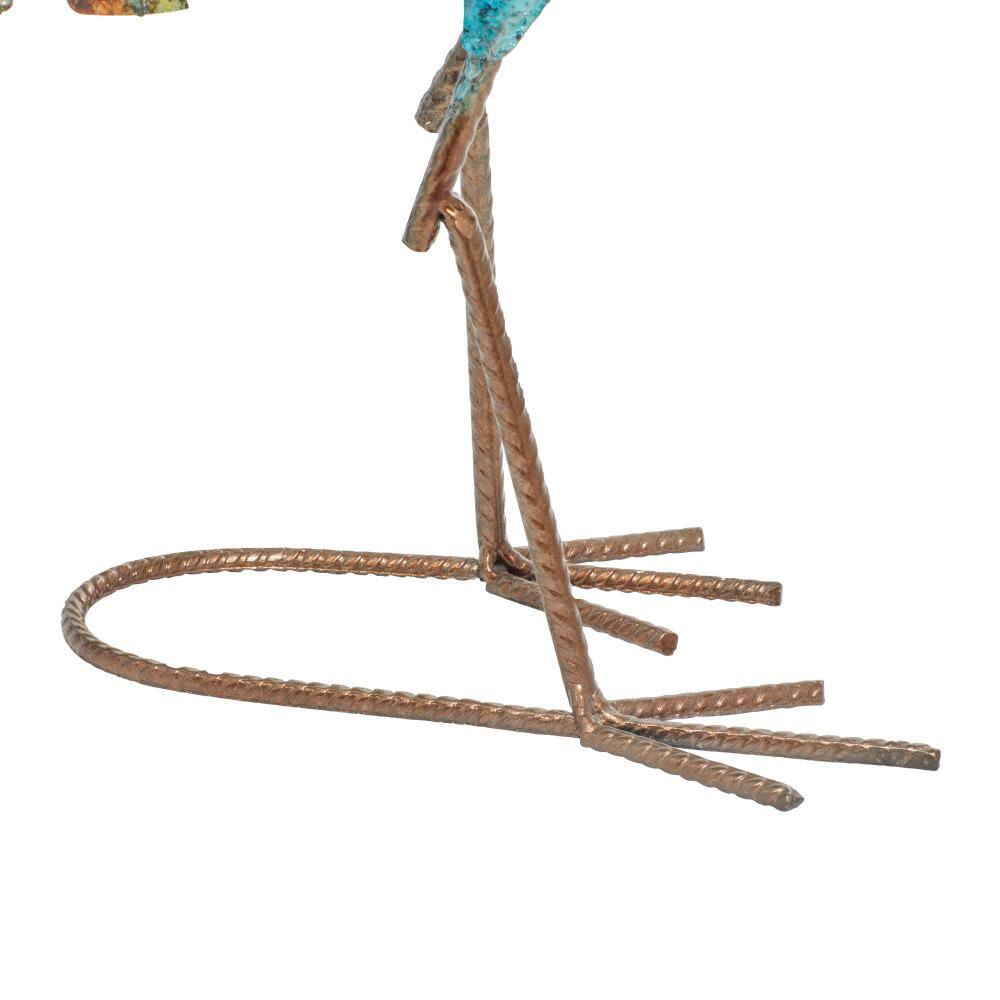 Teal and Blue Metal Peacock Garden Sculpture with Crystal Accents