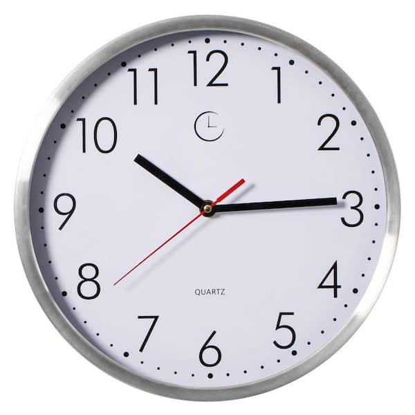 12" Waterproof Aluminum Wall Clock Battery Operated Precision Quartz Movement Weather Resistant Metal Frame