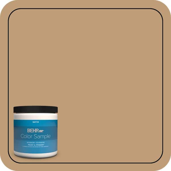 BEHR PREMIUM PLUS 8 oz. #300F-4 Almond Toast Satin Enamel Interior/Exterior Paint & Primer Color Sample