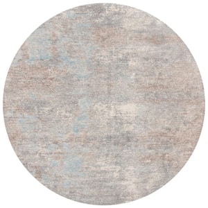 Restoration Vintage Gray/Blue 6 ft. x 6 ft. Round Abstract Area Rug