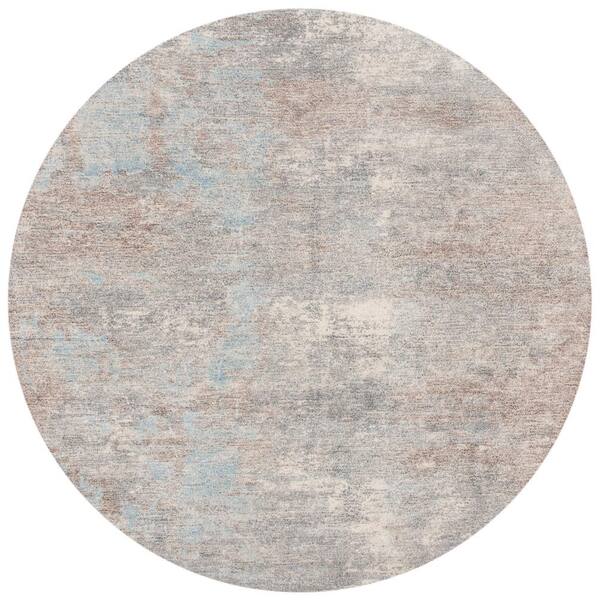 SAFAVIEH Restoration Vintage Gray/Blue 6 ft. x 6 ft. Round Abstract Area Rug