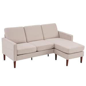 71 in. Square Arm 2-Piece Linen L-Shaped Sectional Sofa in Beige