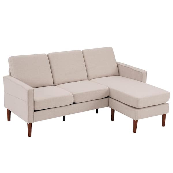 Outopee 71 in. Square Arm 2-Piece Linen L-Shaped Sectional Sofa in Beige
